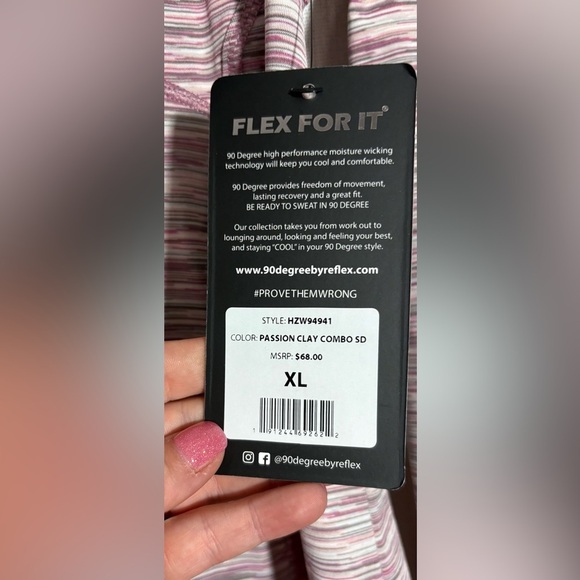 90 Degree By Reflex Pink Striped pullover XL NWT - Picture 3 of 4